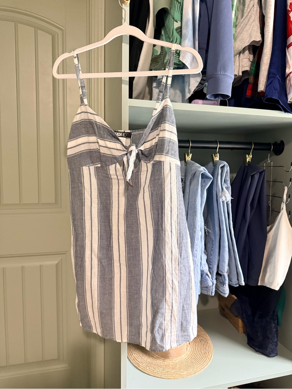 Beach Riot Striped Blue & White Tie-Front Dress